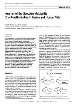 Analysis of the tidocaine Metabolite 2, 6