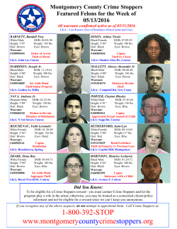 Featured Felons for the Week of May 13 2016