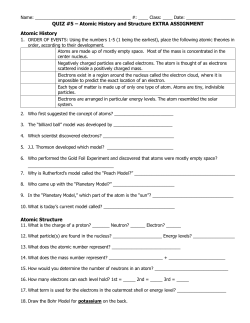 Quiz #5 - Atomic History and Structure EXTRA