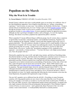 Populism on the March