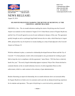 NEWS RELEASE: - Eugene Skydivers