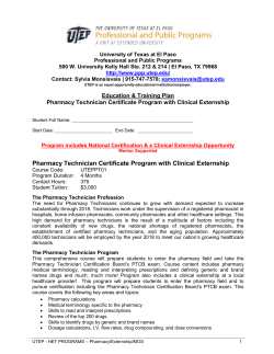 Pharmacy Technician Certificate Program with Clinical Externship
