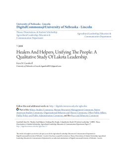 Healers And Helpers, Unifying The People: A Qualitative Study Of