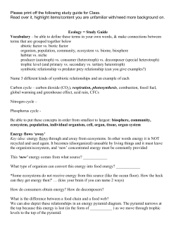 Ecology study sheet
