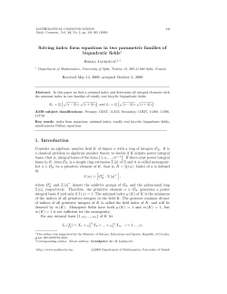 Solving index form equations in two parametric families of