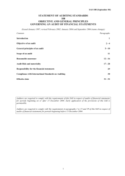 SAS100 Objective and general principles governing an audit of