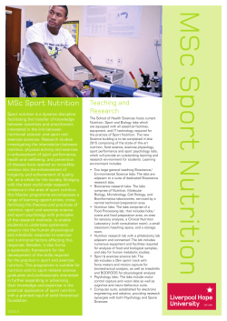 MSc Sport Nutrition - Liverpool Hope University