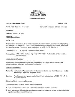 MATH 1325 Calculus for Business and Social Sciences