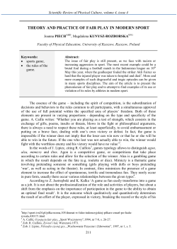 THEORY AND PRACTICE OF FAIR PLAY IN MODERN SPORT