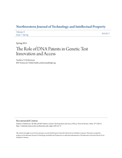 The Role of DNA Patents in Genetic Test Innovation and Access