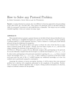 How to Solve any Protocol Problem by Oded GoLdreich, SiLVio