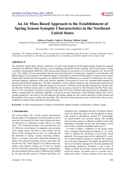 An Air Mass Based Approach to the Establishment of Spring Season