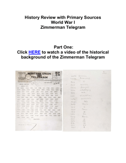 History Review with Primary Sources World War I Zimmerman