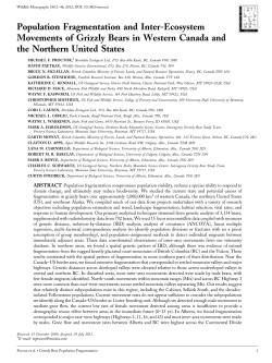 Population fragmentation and inter‐ecosystem movements of grizzly