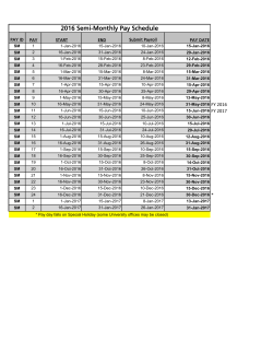 2016 Semi-Monthly Pay Schedule