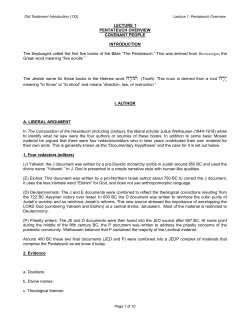 Lecture 1 Pentateuch Overview (s)