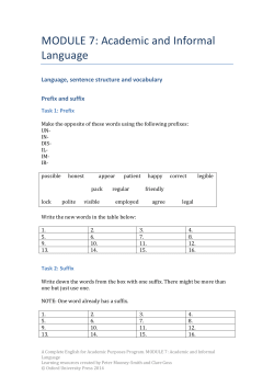 MODULE 7: Academic and Informal Language