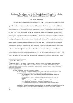 Emotional Disturbance and Social Maladjustment: Doing Away with