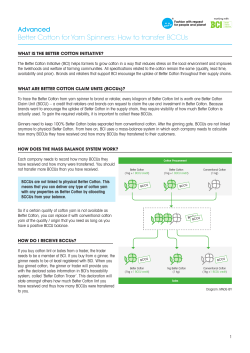 Better Cotton for Yarn Spinners: How to transfer BCCUs