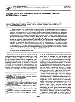 Education and the Risk for Alzheimer`s Disease: Sex Makes a