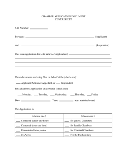 CHAMBER APPLICATION DOCUMENT COVER SHEET SH Number