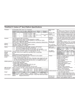 ThinkPad X1 Carbon (3rd Gen) Platform Specifications