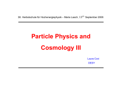 Particle Physics and Cosmology III