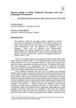 Beyond Quality in Early Childhood Education and