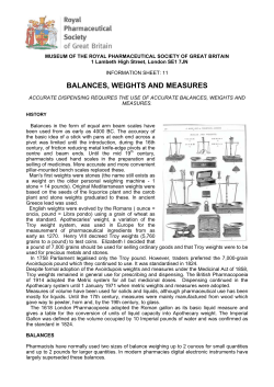 BALANCES, WEIGHTS AND MEASURES