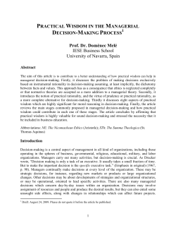 Practical Wisdom in the Managerial Decision