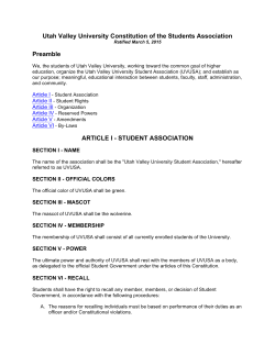 Constitution for UVUSA - Utah Valley University