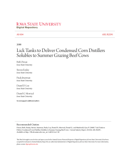 Lick Tanks to Deliver Condensed Corn Distillers Solubles to