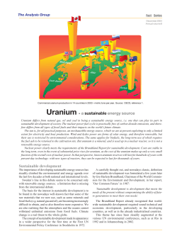 Uranium &ndash; a sustainable energy source