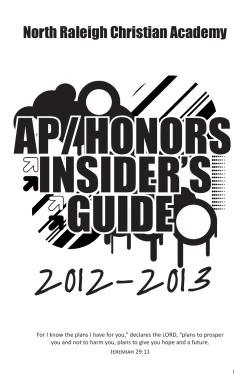AP/HONORS INSIDER`S GUIDE - North Raleigh Christian Academy