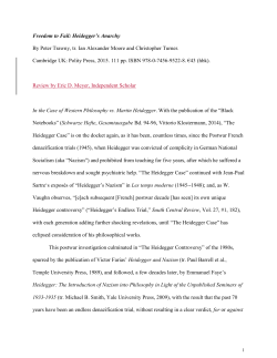 Review of Freedom to Fail: Heidegger`s Anarchy by Peter Trawny