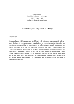 Phenomenological Perspectives on Change