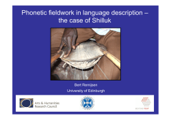 Tone in Shilluk verb morphology - Linguistics and English Language