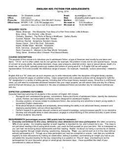 English 405 Juckett, Spring 2014