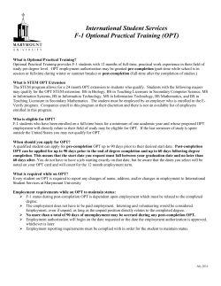 International Student Services F-1 Optional Practical Training (OPT)