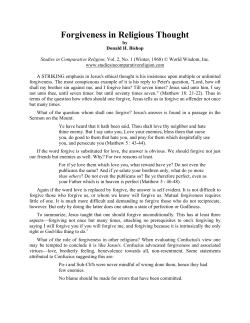 Forgiveness in Religious Thought - Studies in Comparative Religion