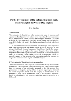 On the Development of the Subjunctive from Early Modern English