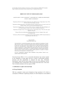 BIRD`S-EYE VIEW ON NOISE-BASED LOGIC