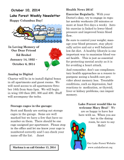 Lake Forest Weekly Newsletter October 10, 2014