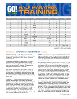 GO! St. Louis EXPERIENCED HALF MARATHON Training