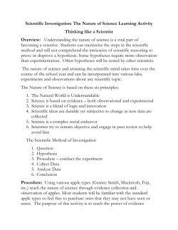 Scientific Investigation: The Nature of Science Learning Activity