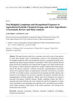 Non-Hodgkin Lymphoma and Occupational Exposure to Agricultural