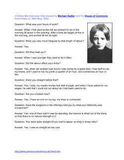 (1) Eliza Marshall was interviewed by Michael Sadler and his House