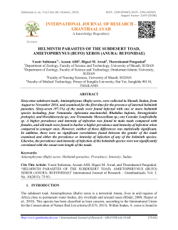 helminth parasites of the subdesert toad, amietophrynus (bufo) xeros