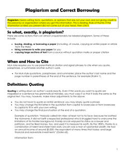 Plagiarism and Correct Borrowing