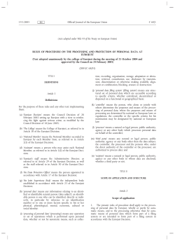 Rules of procedure on the processing and protection of